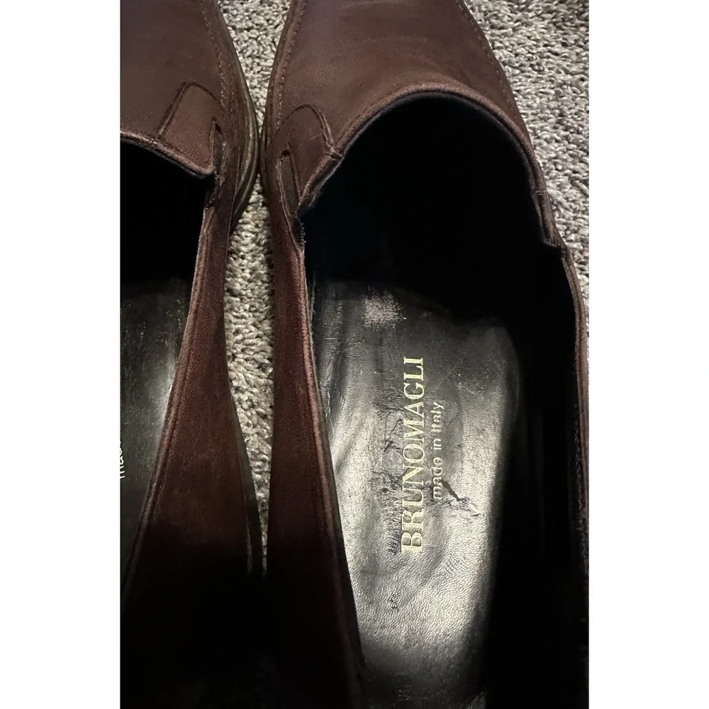 Bruno Magli Raging Leather SlipOn Loafer Shoes Sz 11.5 Brown Italy